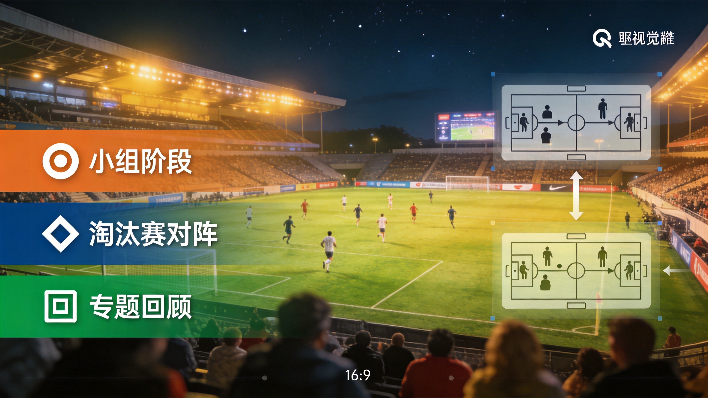 欧洲赛事模块配图：夜间球场灯光下的欧洲赛事氛围，用于说明欧洲赛事专题内容的覆盖范围与阅读场景